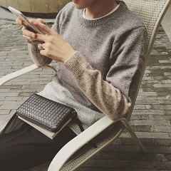 文艺青年拼色针织衫