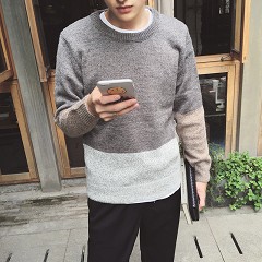 文艺青年拼色针织衫