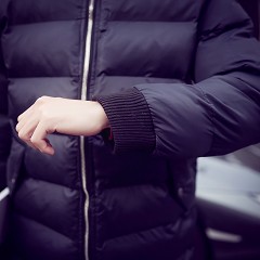 冬装男士修身中长款棉衣
