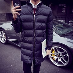 冬装男士修身中长款棉衣