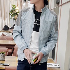 新款男士休闲亚麻夹克