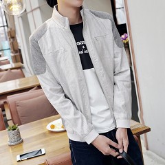 新款男士休闲亚麻夹克